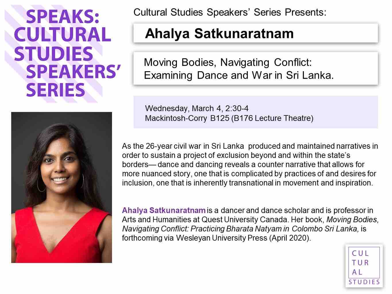 Cultural Studies Speakers' Series Flyer